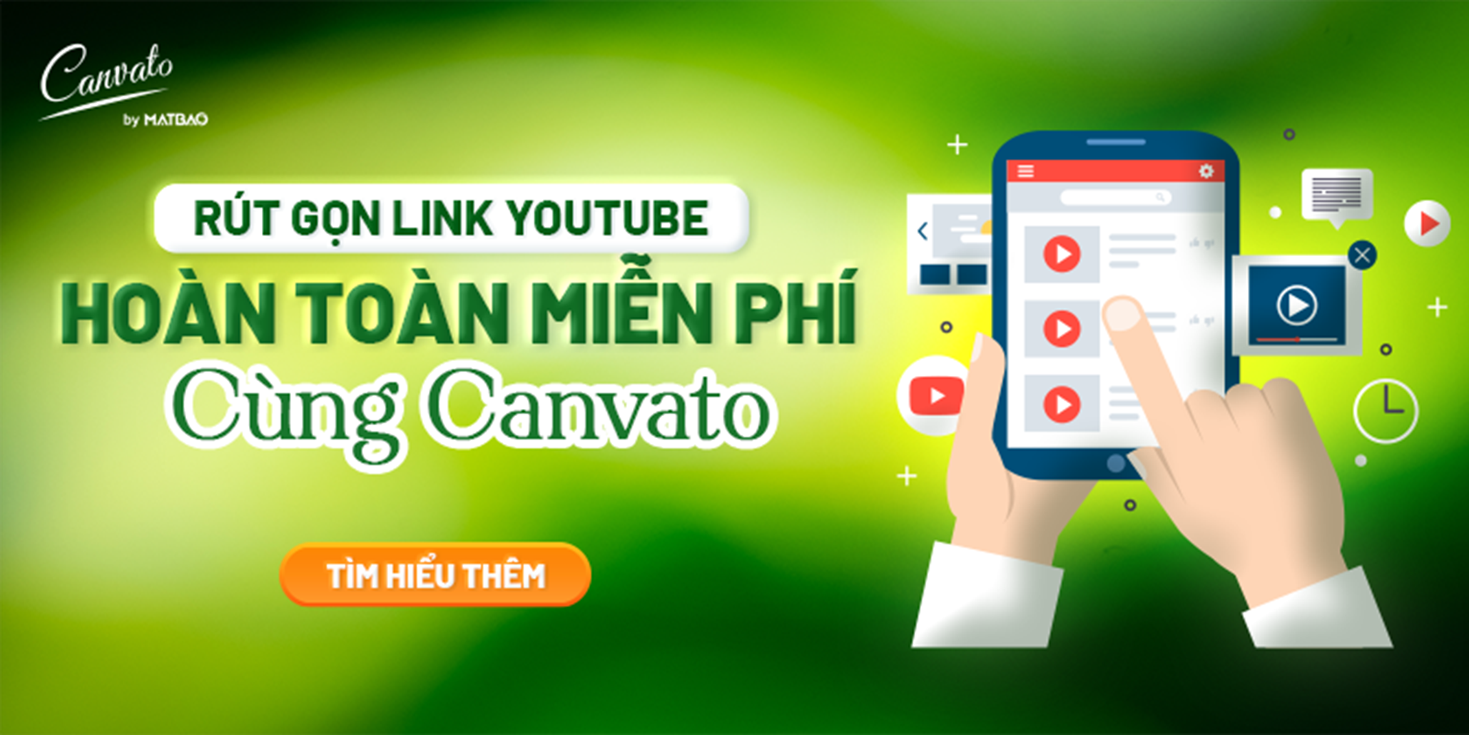 Rút gọn link youtube hoàn toàn miễn phí Canvato